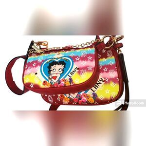 Betty Boop Faux Leather Small Purse Crossbody Lady BagDimensions 8.5"x2.5"x6"